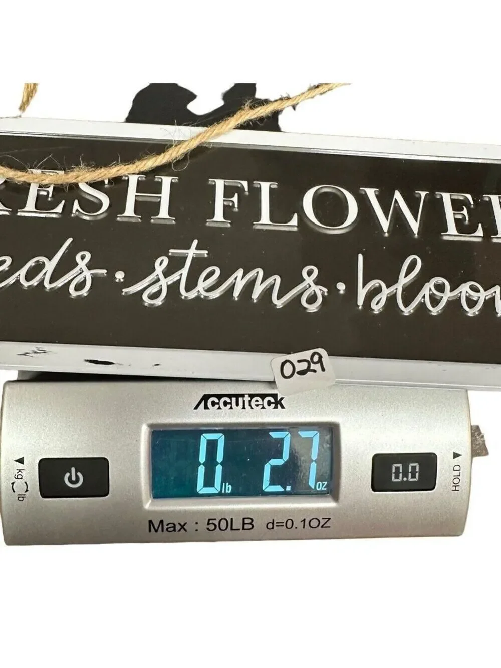 Farmhouse Flower Hanging Sign 11 Inch Metal Enamel Floral Rustic Decor Black